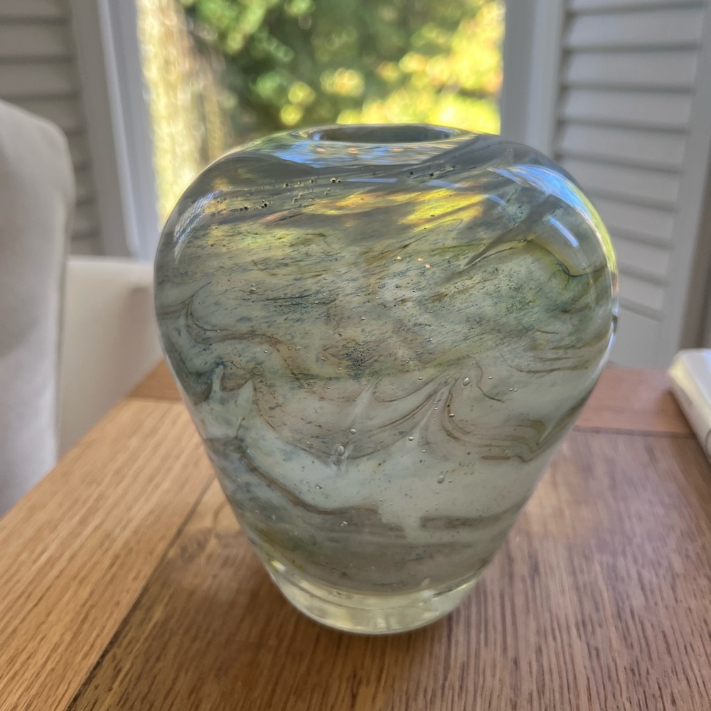 vintage hand signed and numbered hand blown vase